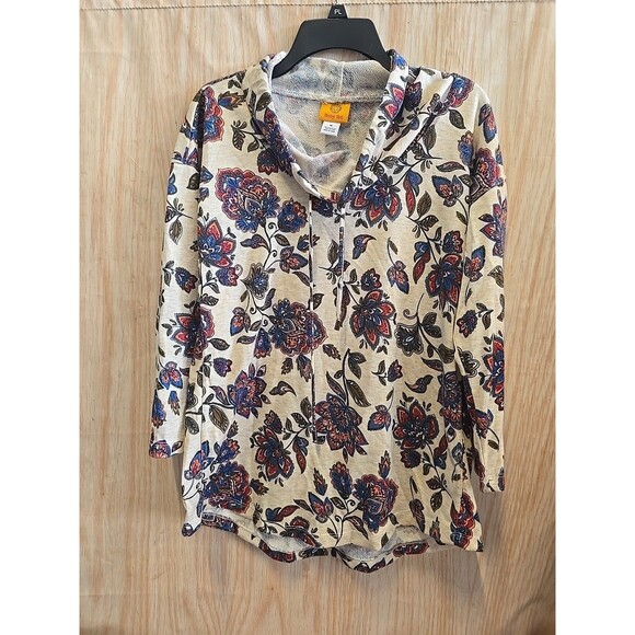 Ruby Rd. Thin Tunic LONG SLEEVE FLOWERS MEDIUM - Picture 1 of 8